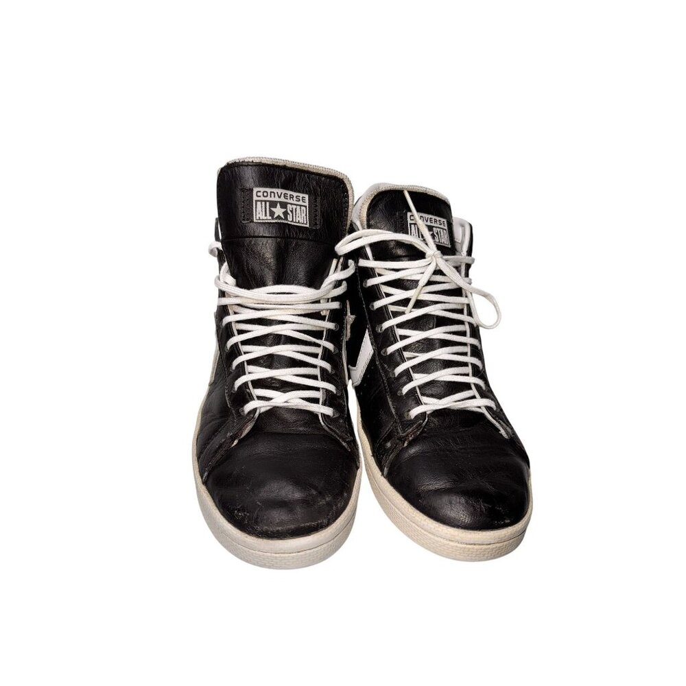 Vintage Converse All Star Black & White Leather High-Top Sneakers Men’s 9 Women - Picture 4 of 8